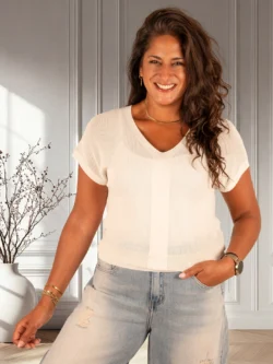 Beige fijn opengebreid shirt van Gemma Ricceri