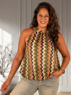 Groene print zigzag haltertop van Gemma Ricceri