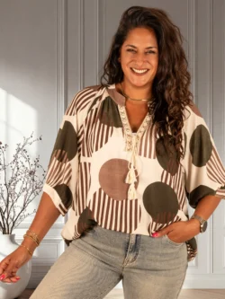 Beige/donkergroen print tuniek van Gemma Ricceri