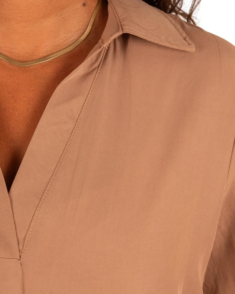 Camel tencel jurk van Gemma Ricceri - Afbeelding 4