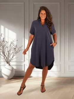 Donkerblauwe tencel jurk van Gemma Ricceri