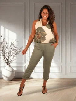 Groene stretch broek van Perla Nera