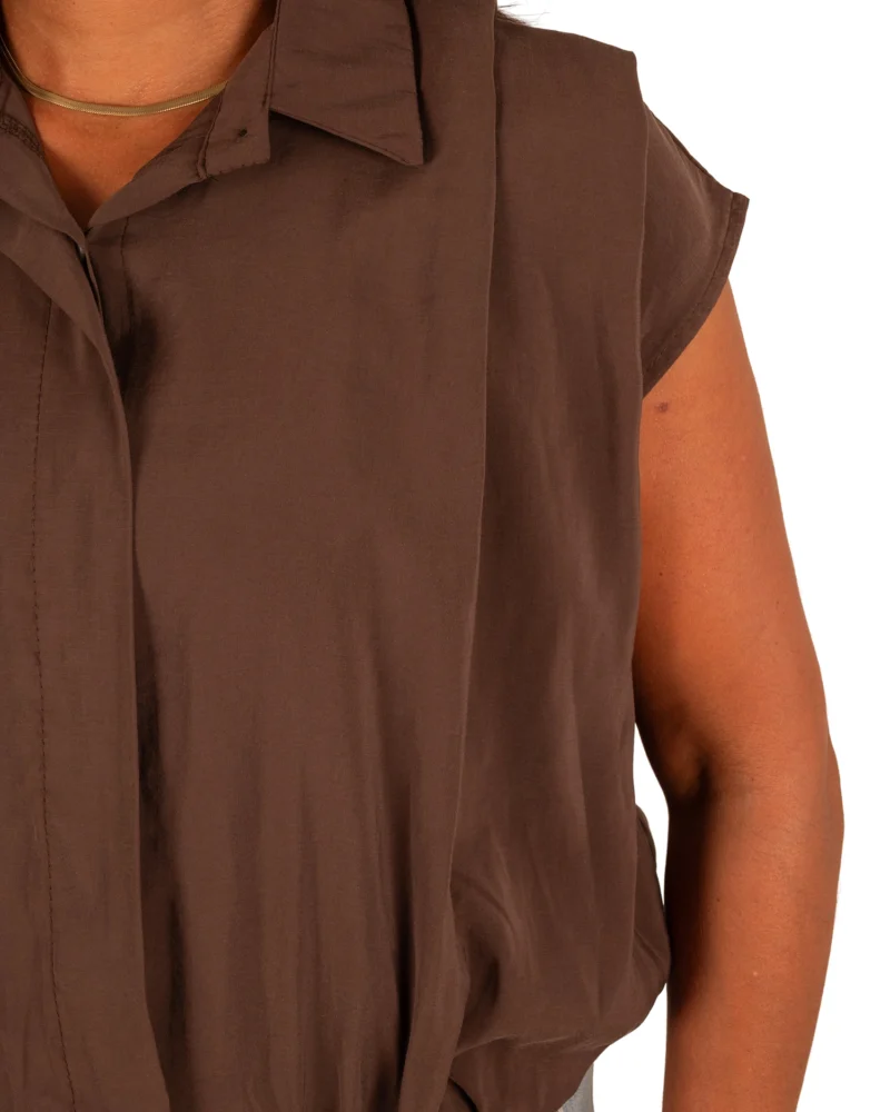 Donkerbruine ballonblouse van El-Vita - Afbeelding 5