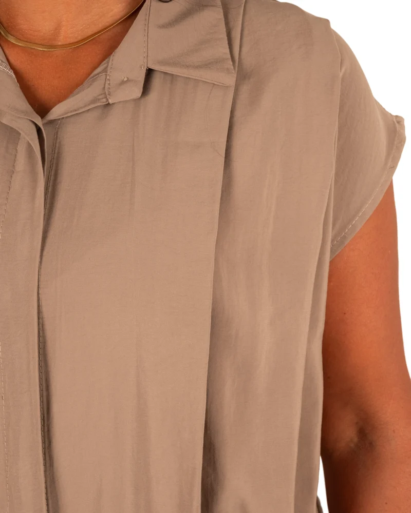 Taupe ballonblouse van El-Vita - Afbeelding 5