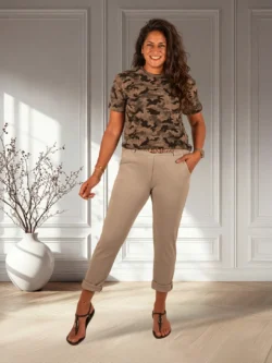 Grijsgroene stretch broek van Perla Nera