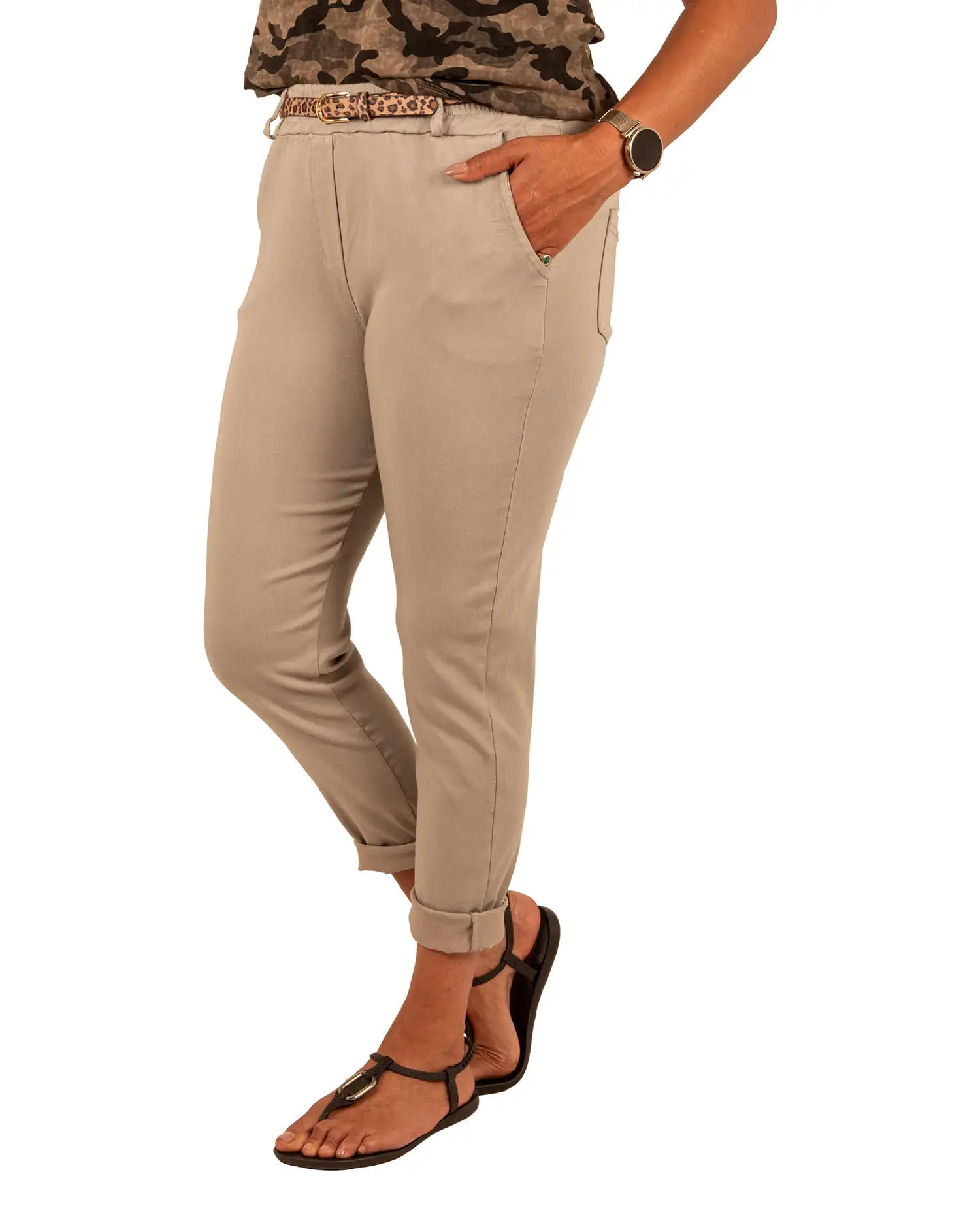 Grijsgroene stretch broek van Perla Nera - Afbeelding 2