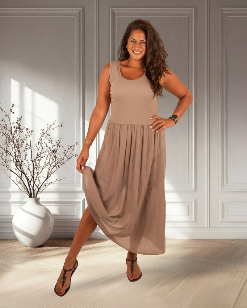 Taupe hemdjurk van Kingstar - Afbeelding 3