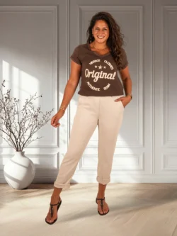 Beige stretch broek van Perla Nera