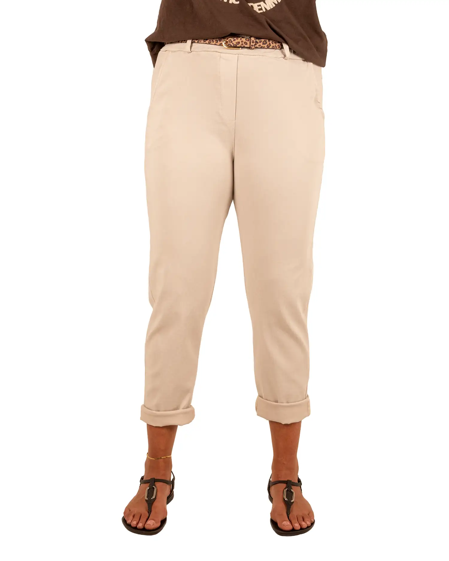 Beige stretch broek van Perla Nera - Afbeelding 4