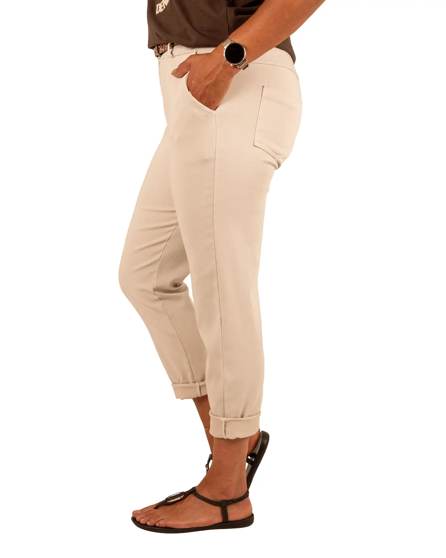 Beige stretch broek van Perla Nera - Afbeelding 3