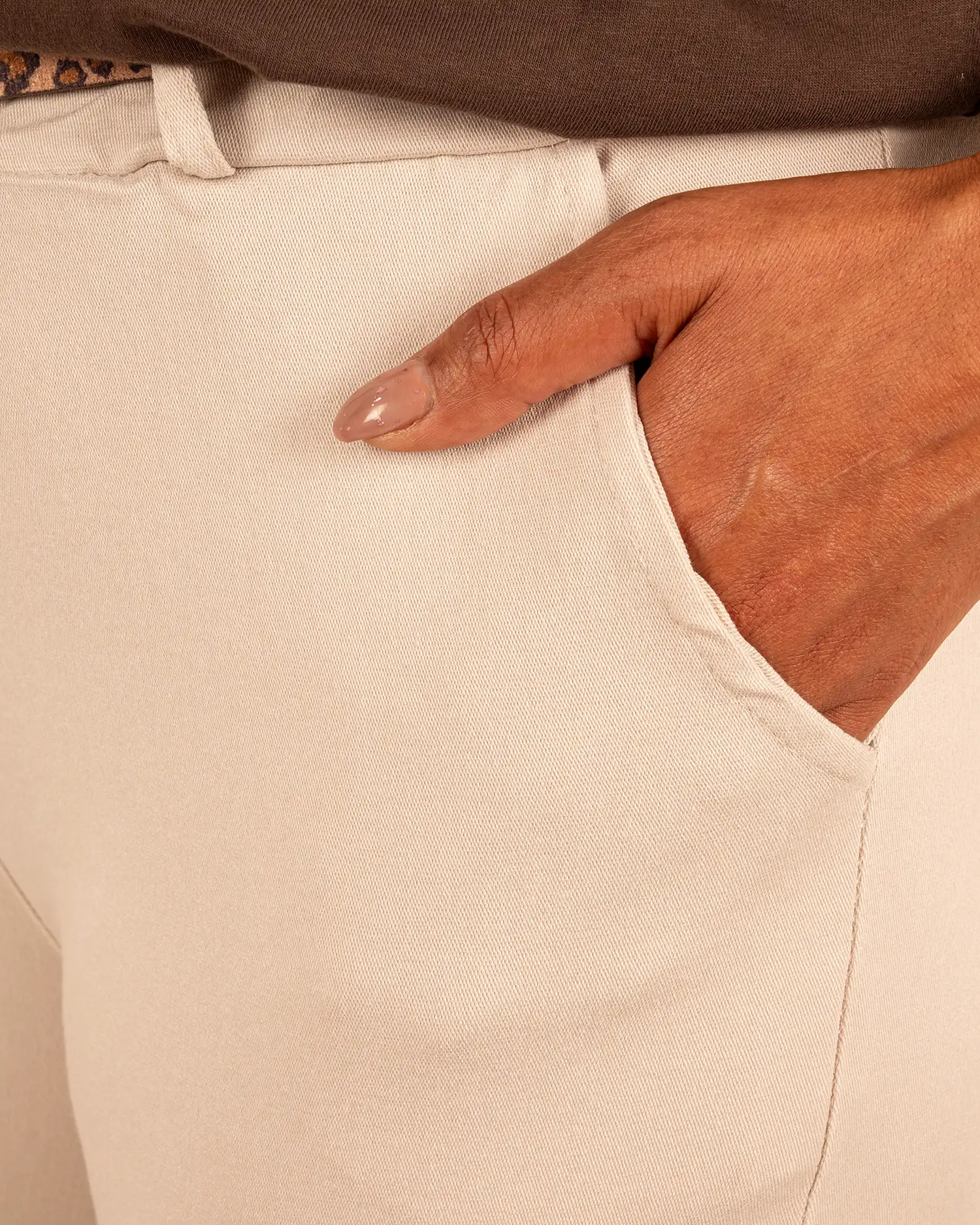 Beige stretch broek van Perla Nera - Afbeelding 5