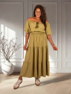 Groene off-shoulder jurk van El-Vita