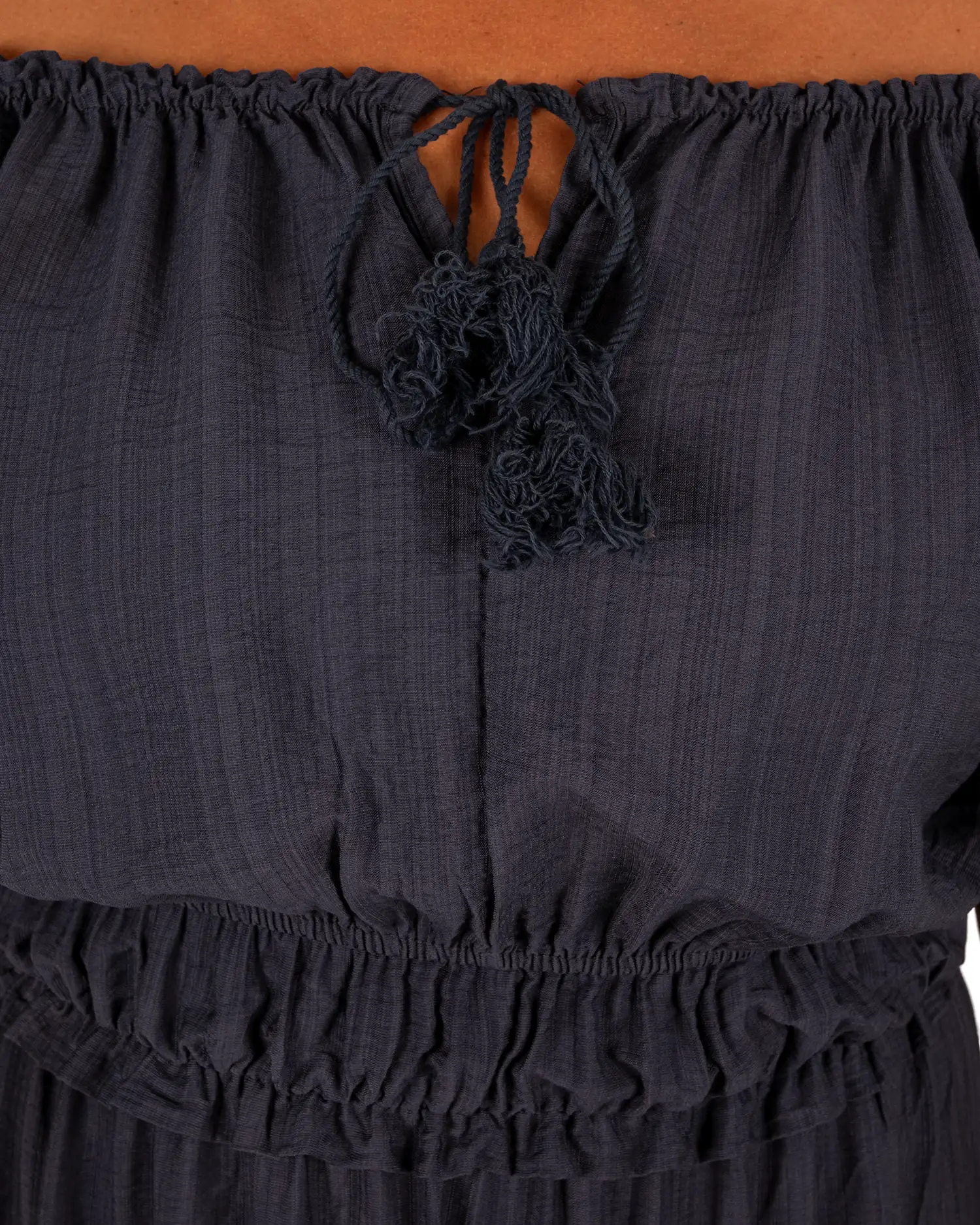 Donkerblauwe off-shoulder jurk van El-Vita - Afbeelding 4