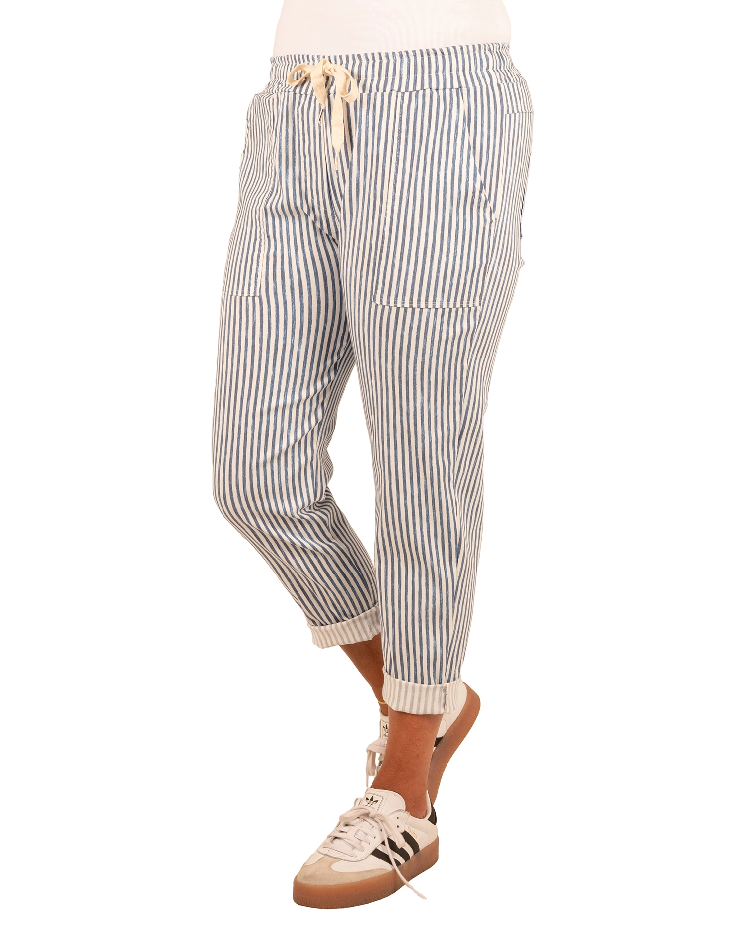 Blauw/wit gestreepte broek van Perla Nera - Afbeelding 2