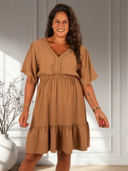 Camel jurk pofmouw van El-Vita