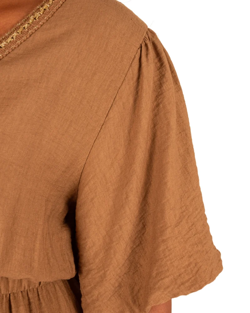 Camel jurk pofmouw van El-Vita - Afbeelding 4