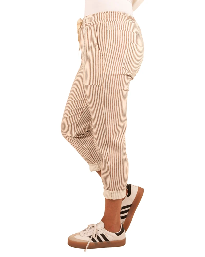 Bruin/wit gestreepte broek van Perla Nera - Afbeelding 3
