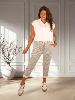 Zwart/wit gestreepte broek van Perla Nera