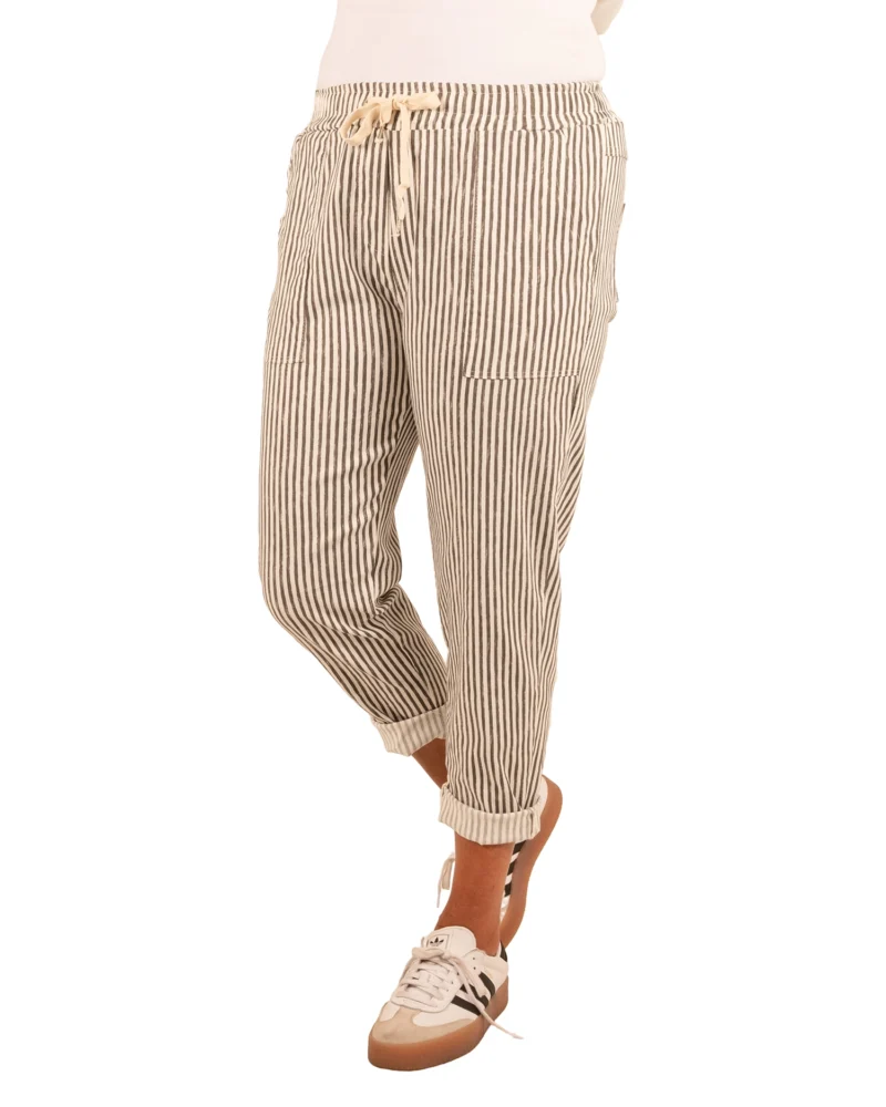 Zwart/wit gestreepte broek van Perla Nera - Afbeelding 2