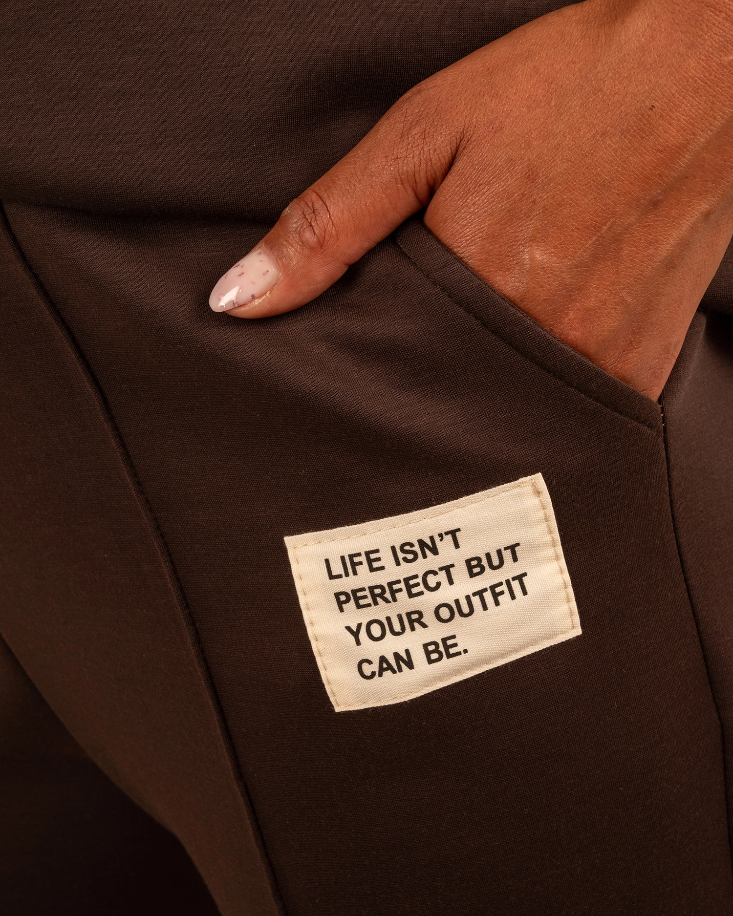 Donkerbruin joggingpak korte mouw - Afbeelding 5