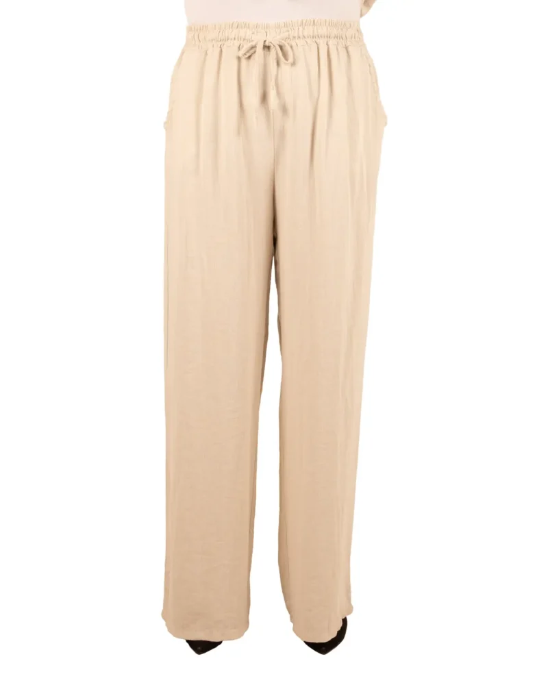 Beige broek met wijde pijpen van El-Vita - Afbeelding 3