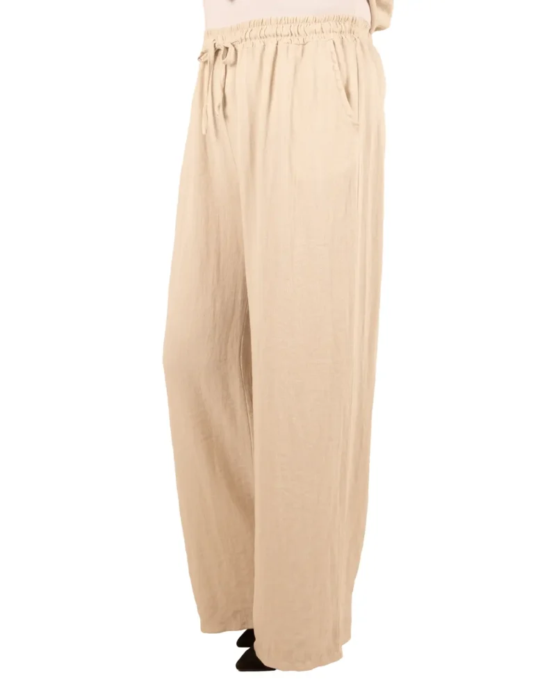 Beige broek met wijde pijpen van El-Vita - Afbeelding 2