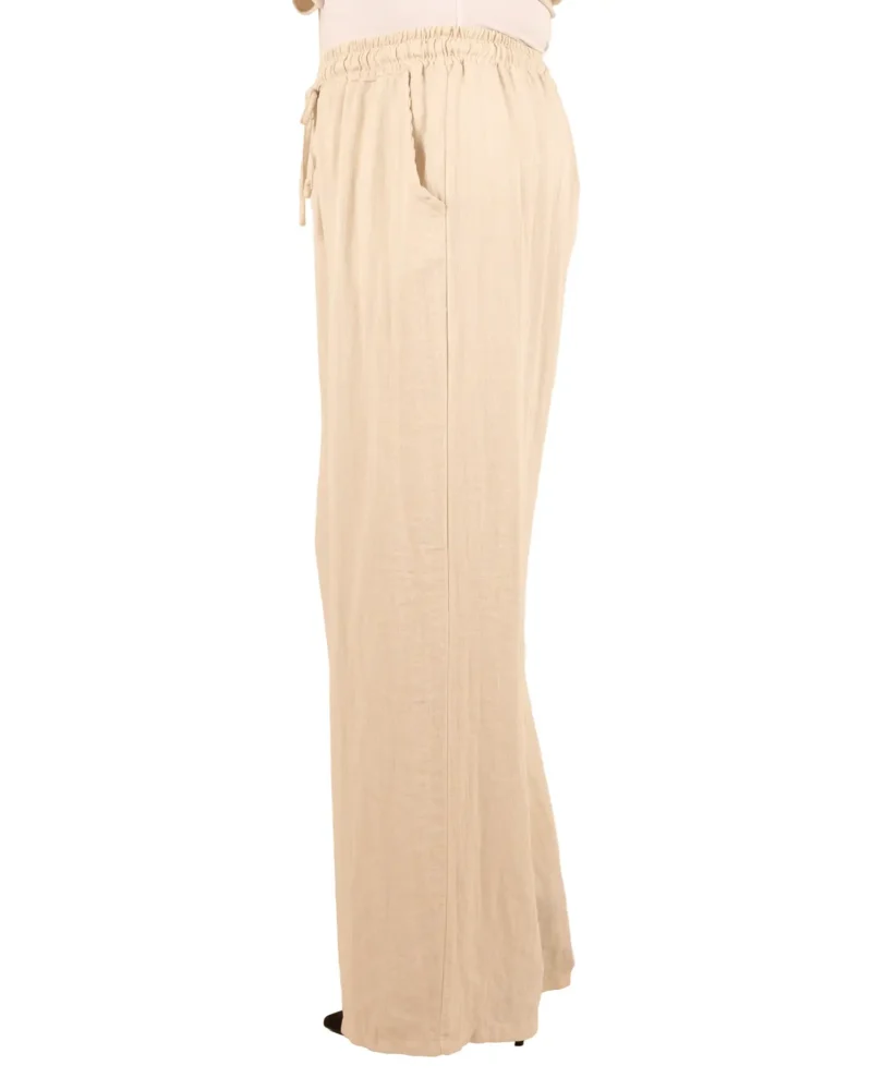 Beige broek met wijde pijpen van El-Vita - Afbeelding 4
