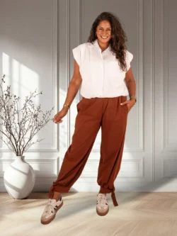 Brique barrel broek met strik van El-Vita