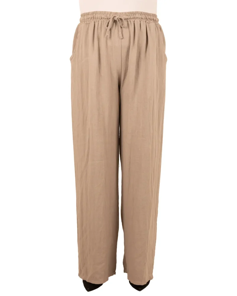 Taupe broek met wijde pijpen van El-Vita - Afbeelding 4