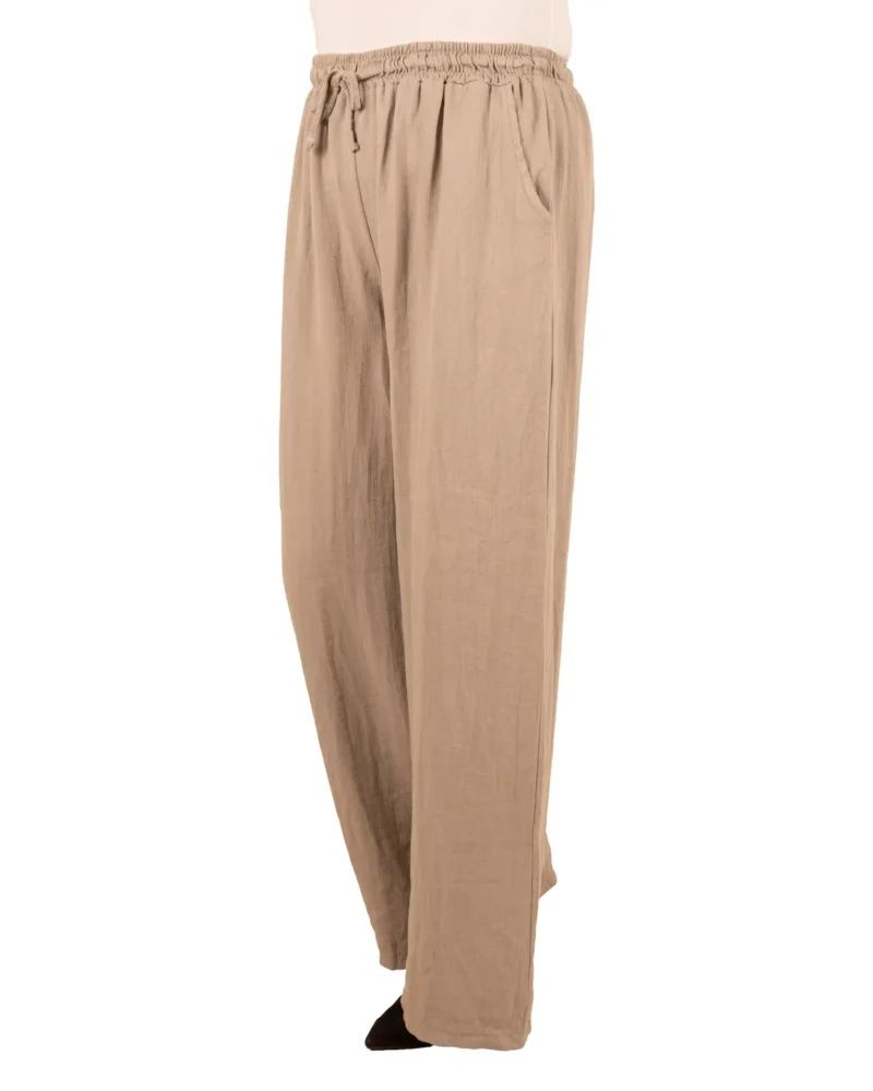 Taupe broek met wijde pijpen van El-Vita - Afbeelding 2