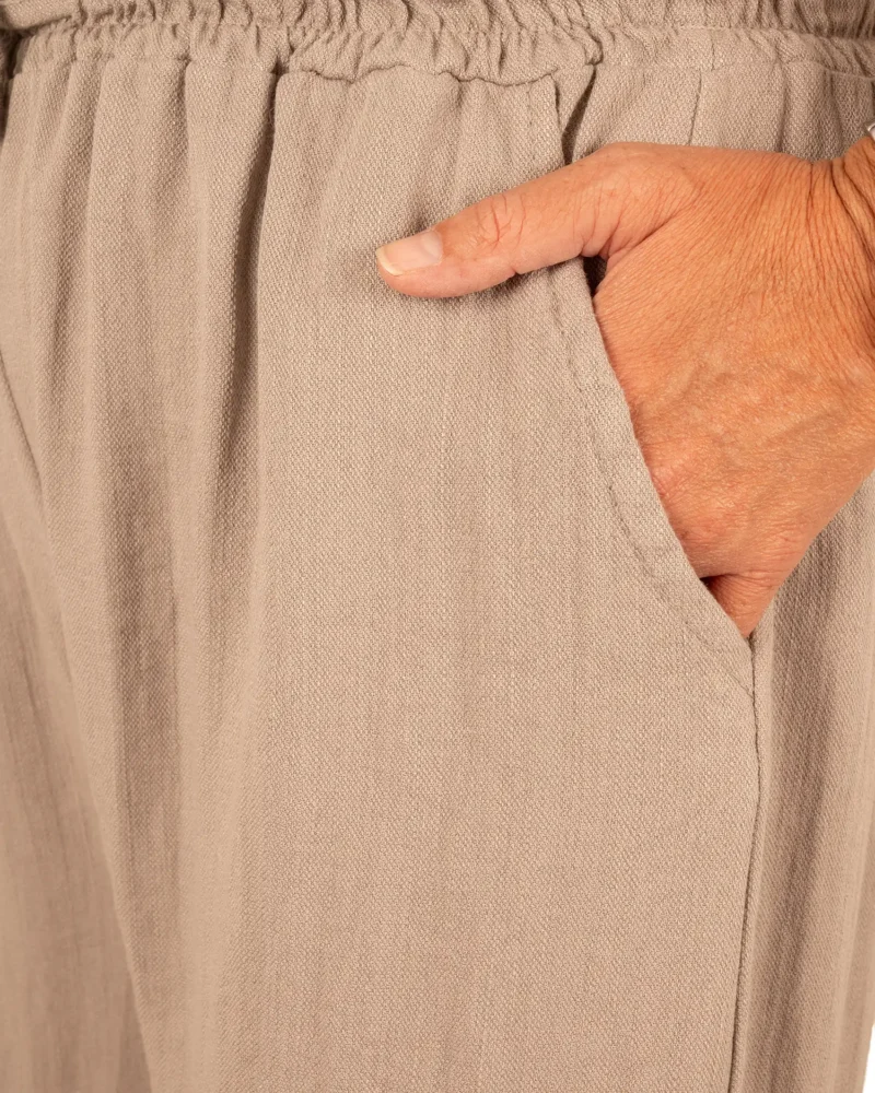 Taupe broek met wijde pijpen van El-Vita - Afbeelding 5