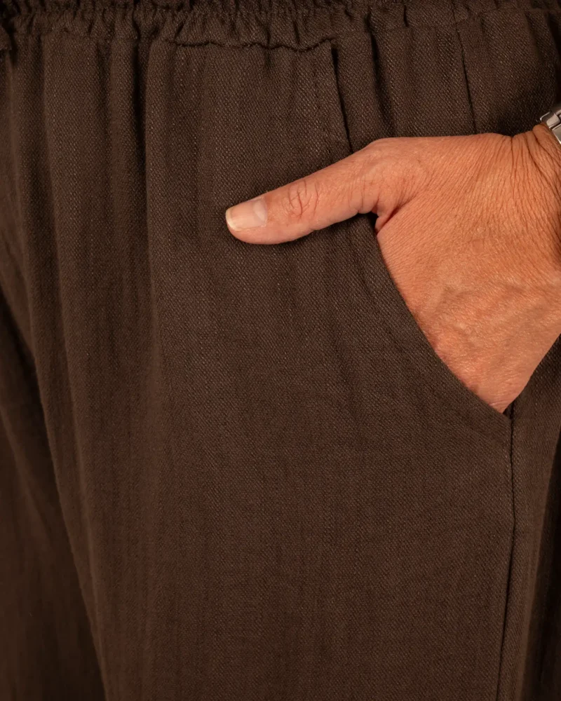 Donkerbruine broek met wijde pijpen van El-Vita - Afbeelding 5