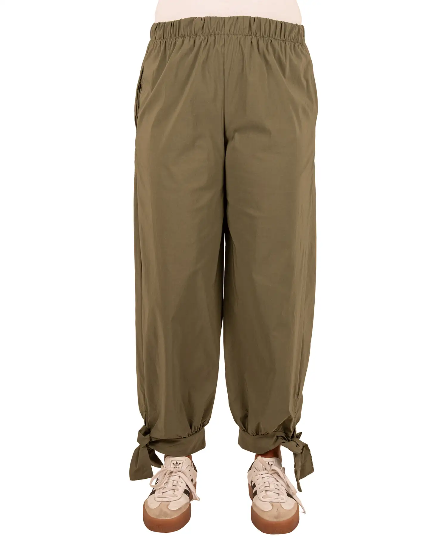 Legergroene barrel broek met strik van El-Vita - Afbeelding 4