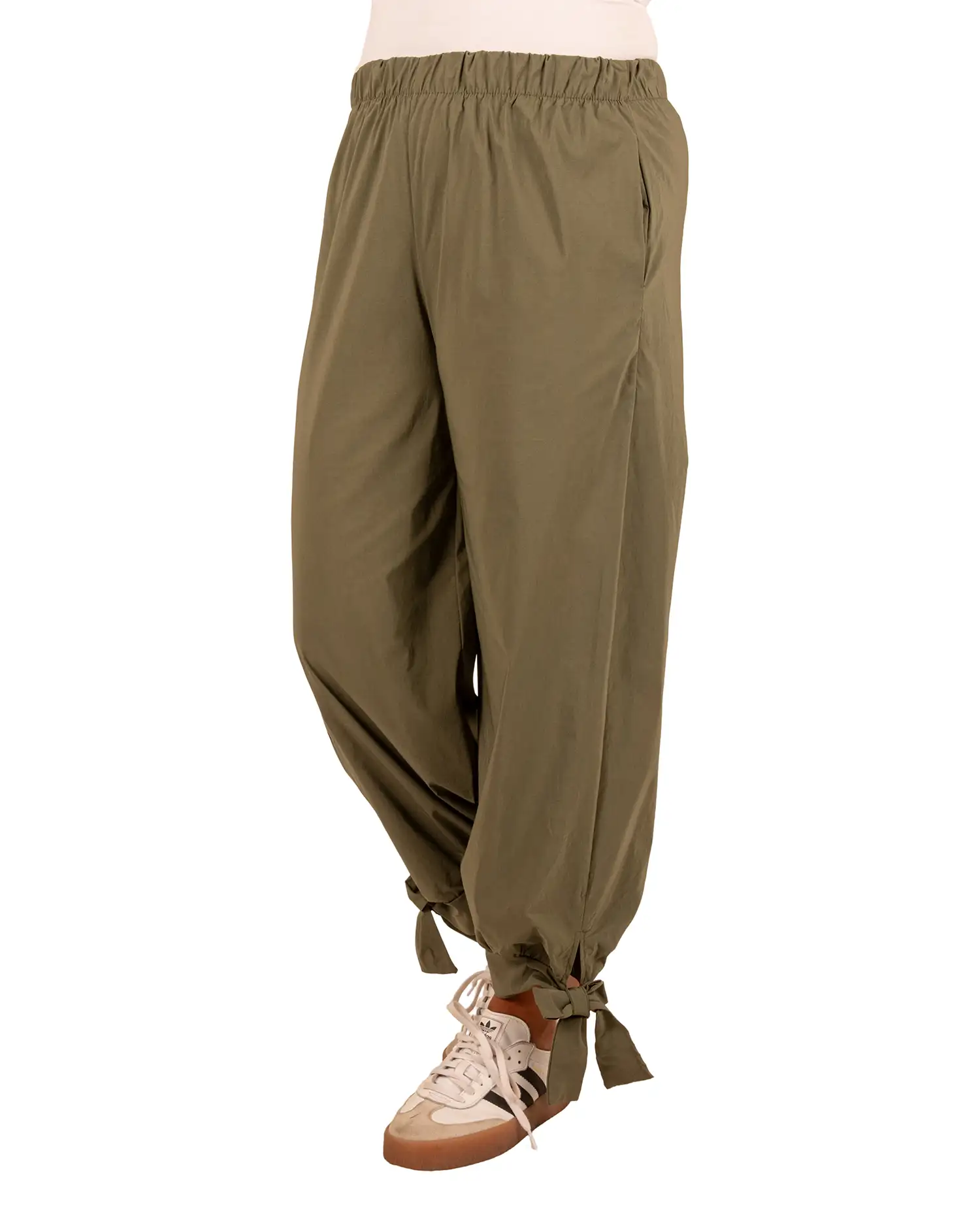Legergroene barrel broek met strik van El-Vita - Afbeelding 2