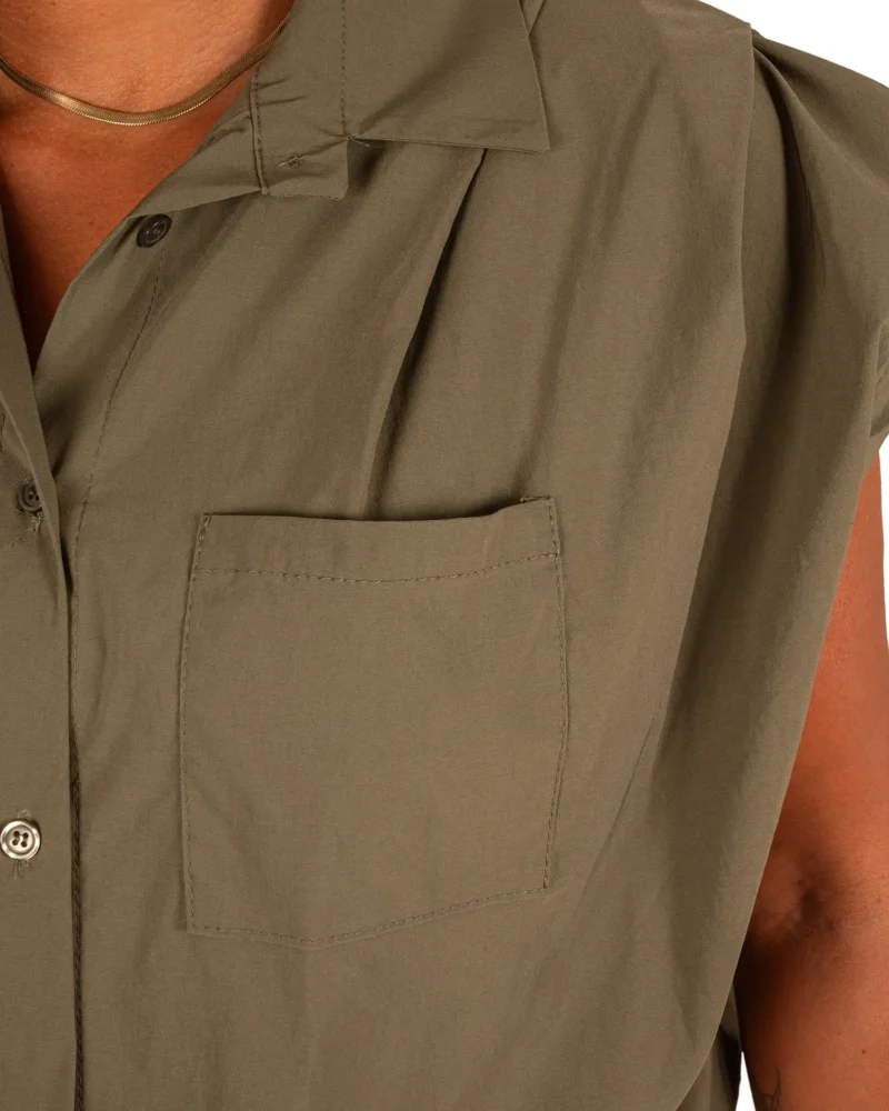 Legergroene mouwloze ballonblouse van El-Vita - Afbeelding 5