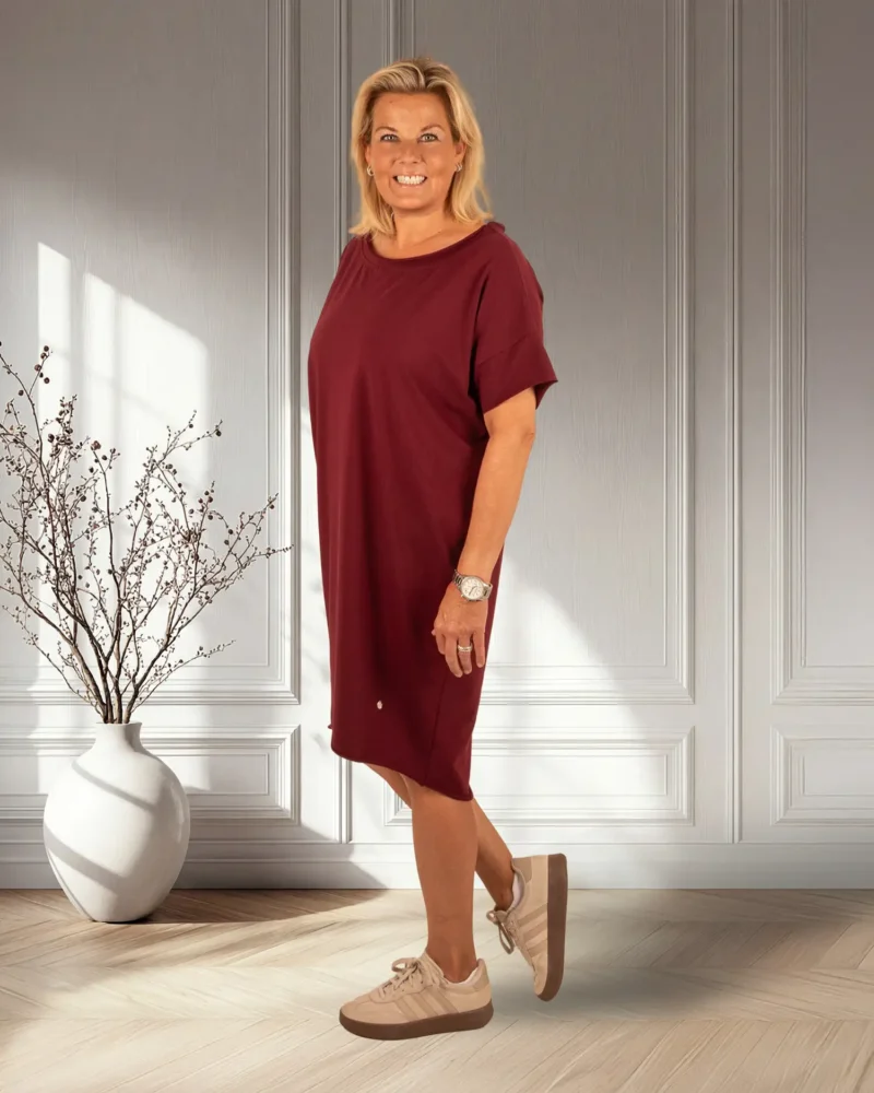 Bordeaux jurk/tuniek met muntje van El-Vita - Afbeelding 3