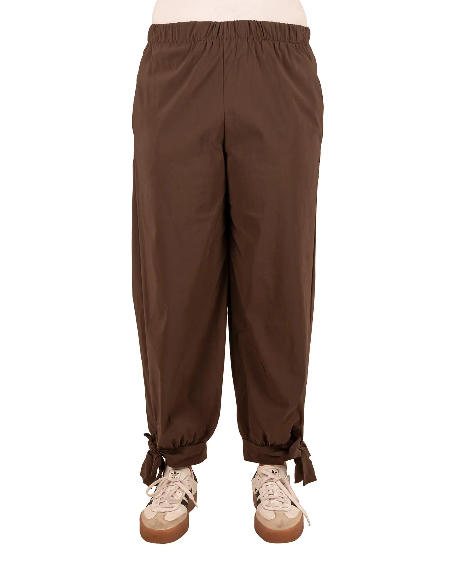 Donkerbruine barrel broek met strik van El-Vita - Afbeelding 4