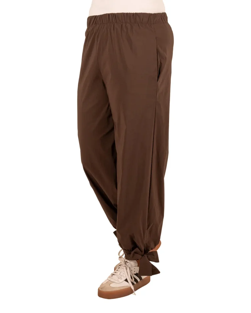 Donkerbruine barrel broek met strik van El-Vita - Afbeelding 2