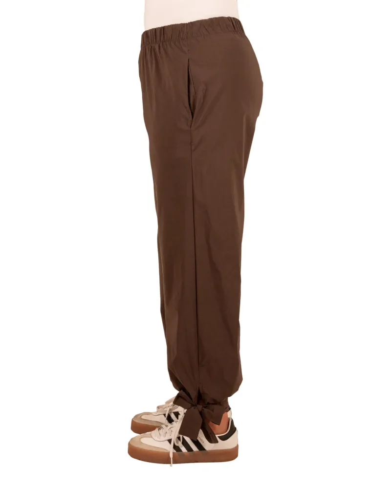 Donkerbruine barrel broek met strik van El-Vita - Afbeelding 3