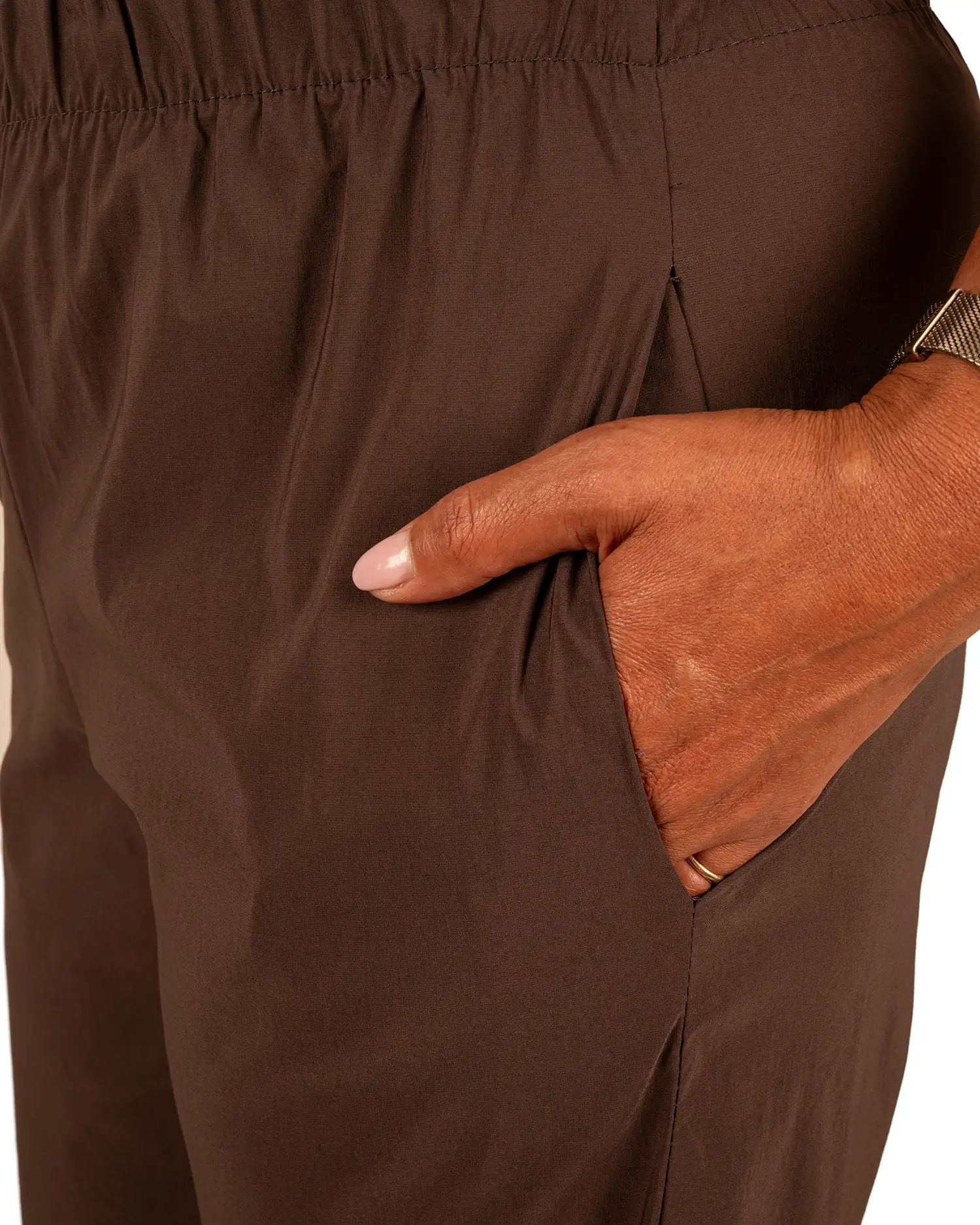 Donkerbruine barrel broek met strik van El-Vita - Afbeelding 6