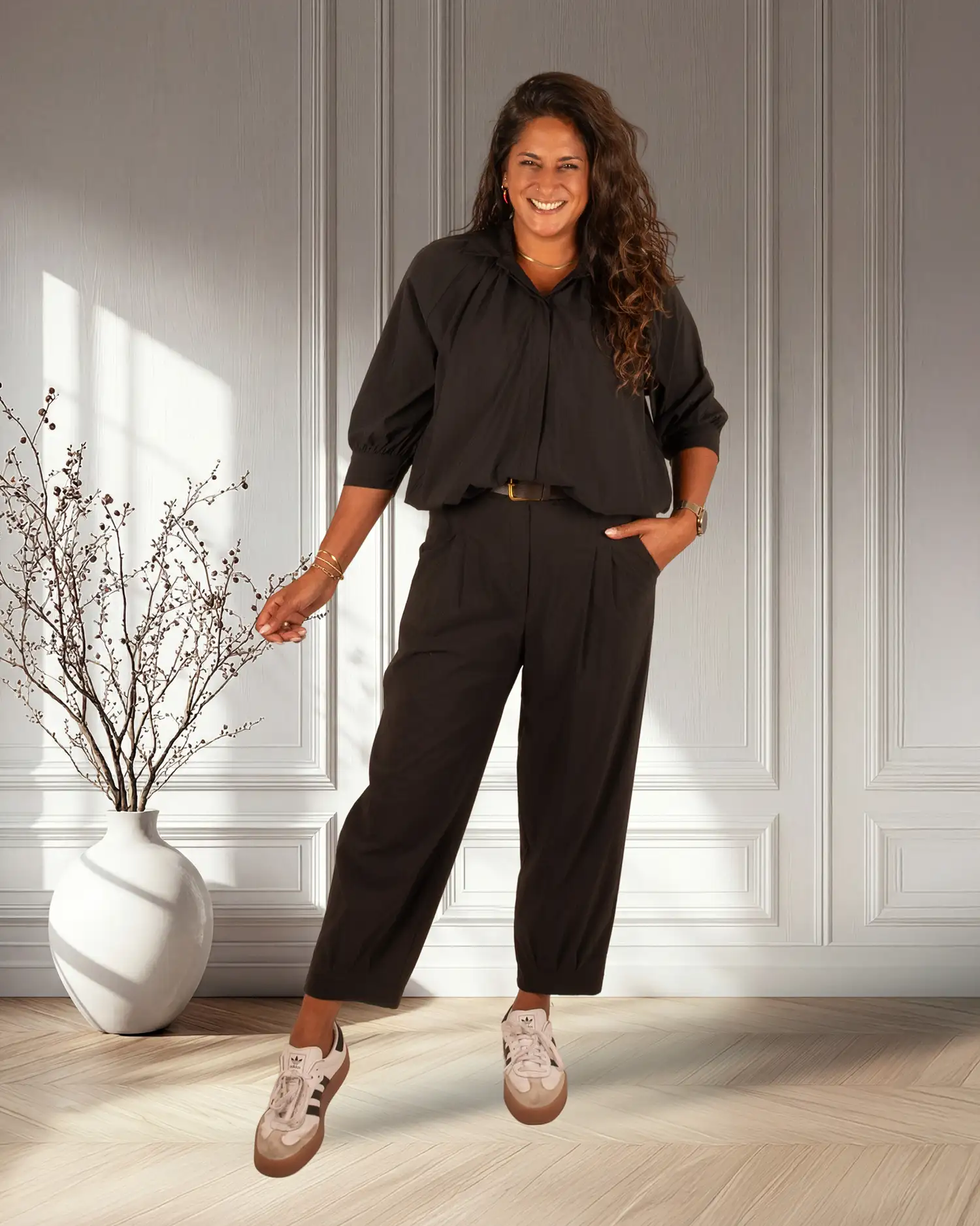Zwarte ballon blouse van El-Vita - Afbeelding 2