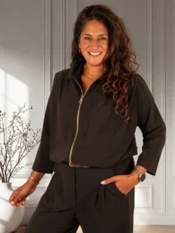 Zwarte ballon bomberjack/blouse van El-Vita