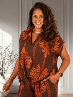 Bruin/brique palmprint blouse van BM