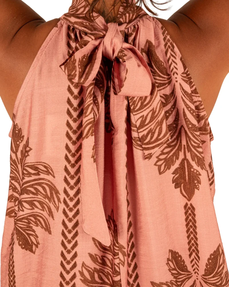Roze/bruin palmprint haltertop van BM - Afbeelding 6