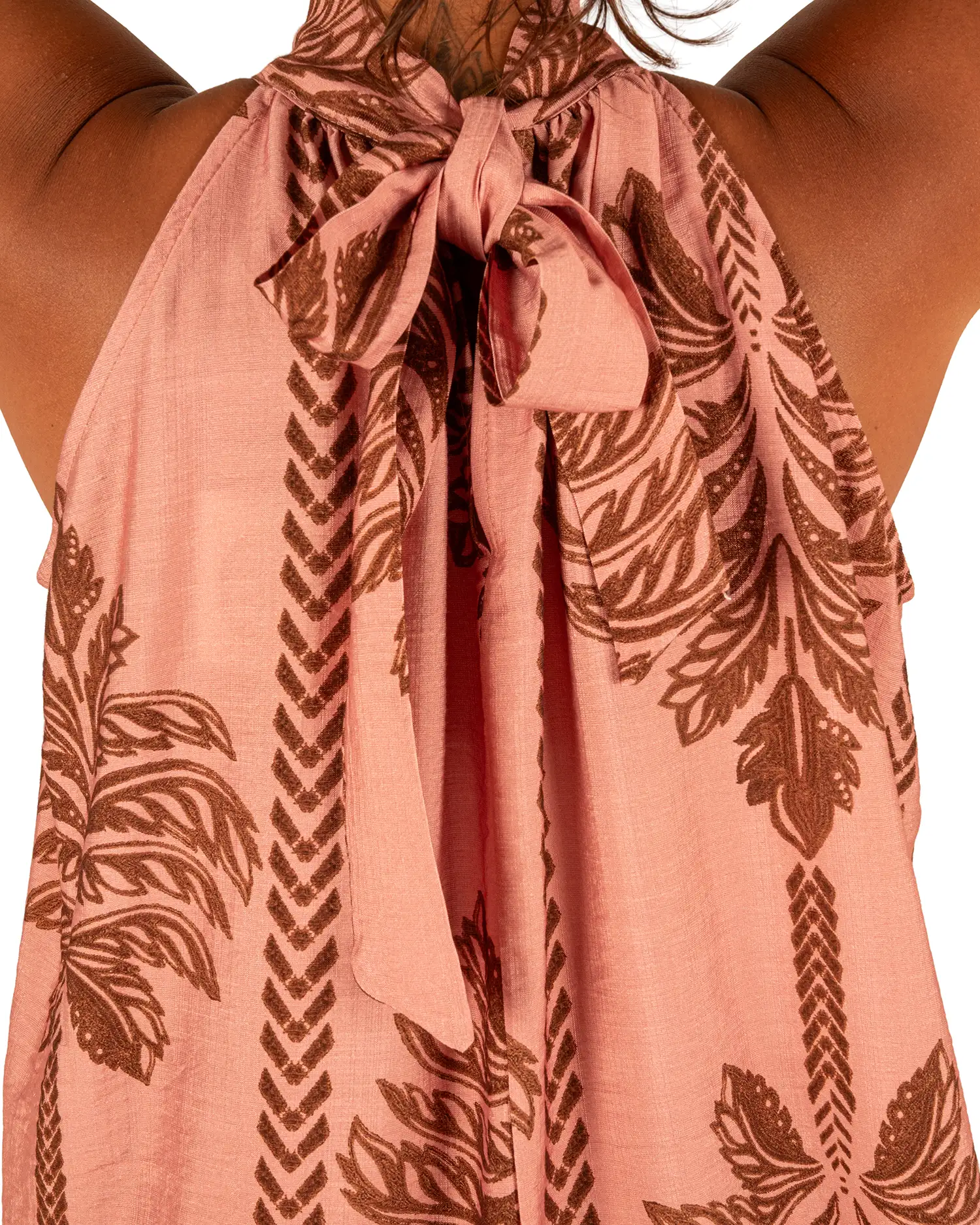 Roze/bruin palmprint haltertop van BM - Afbeelding 6