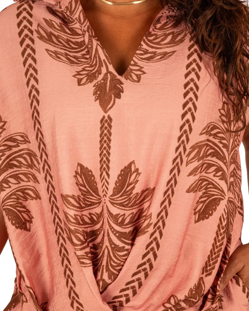 Roze/bruin palmprint blouse van BM - Afbeelding 5