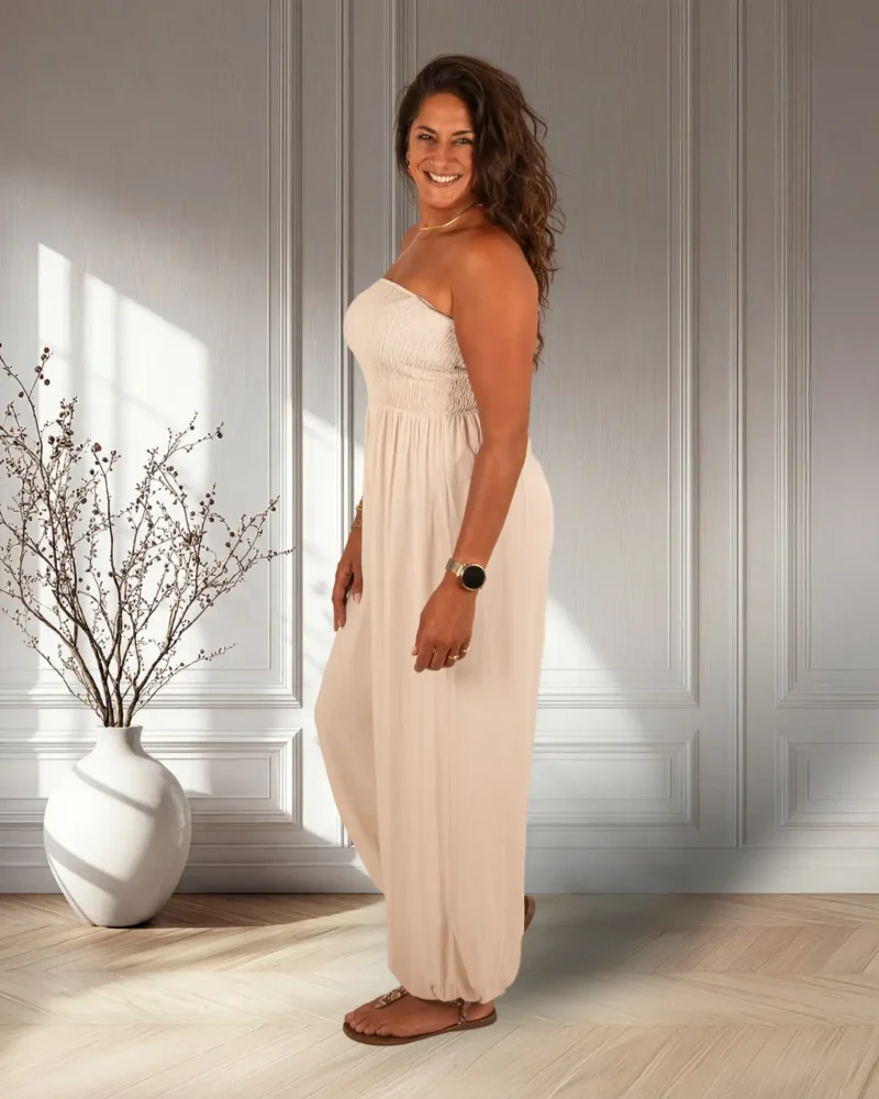 Lichtbeige strapless jumpsuit van New Collection - Afbeelding 2