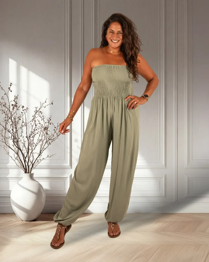 Groene strapless jumpsuit van New Collection - Afbeelding 3