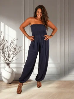 Donkerblauwe strapless jumpsuit van New Collection