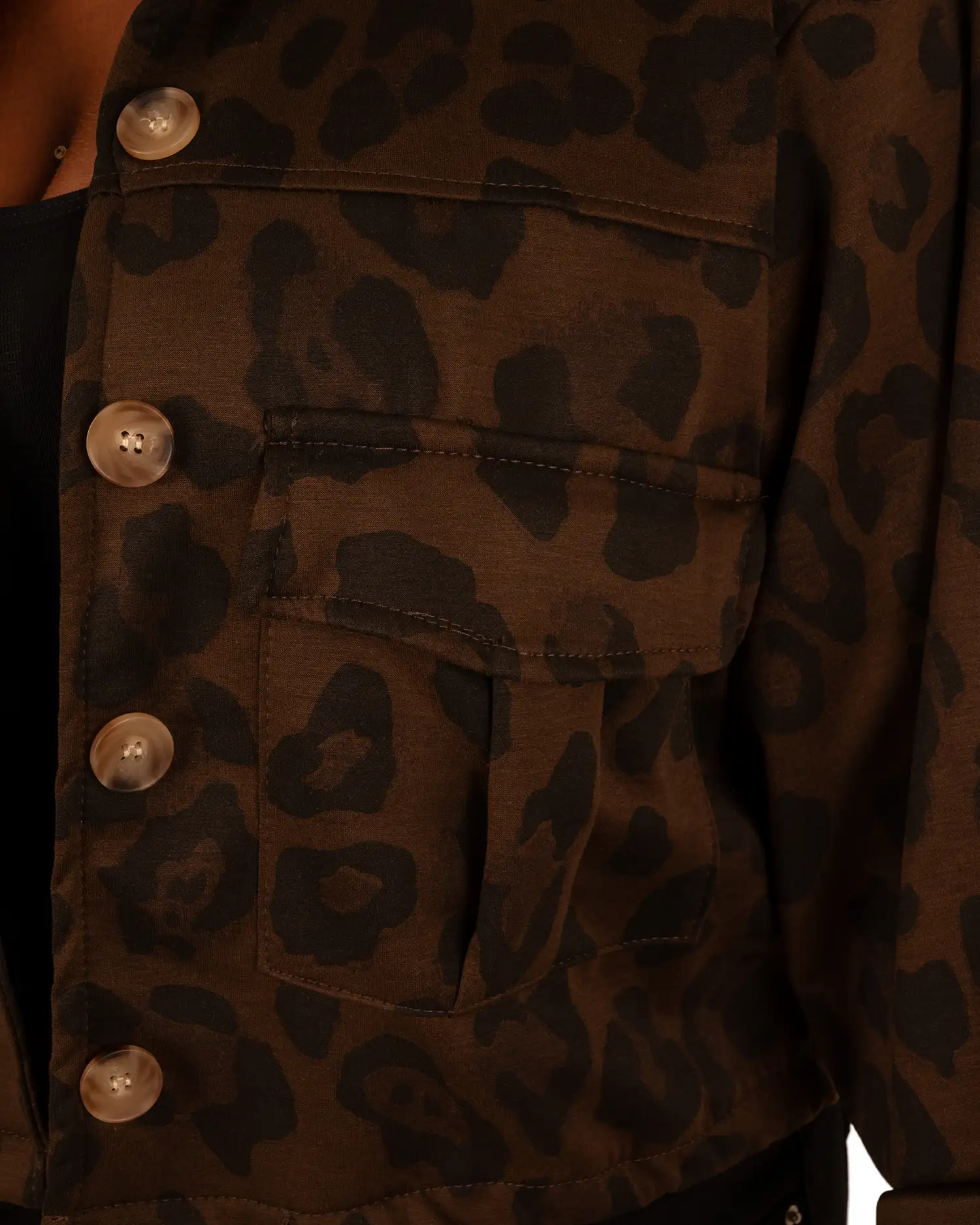 Donkerbruin/zwart leopard print jasje van El-Vita - Afbeelding 4